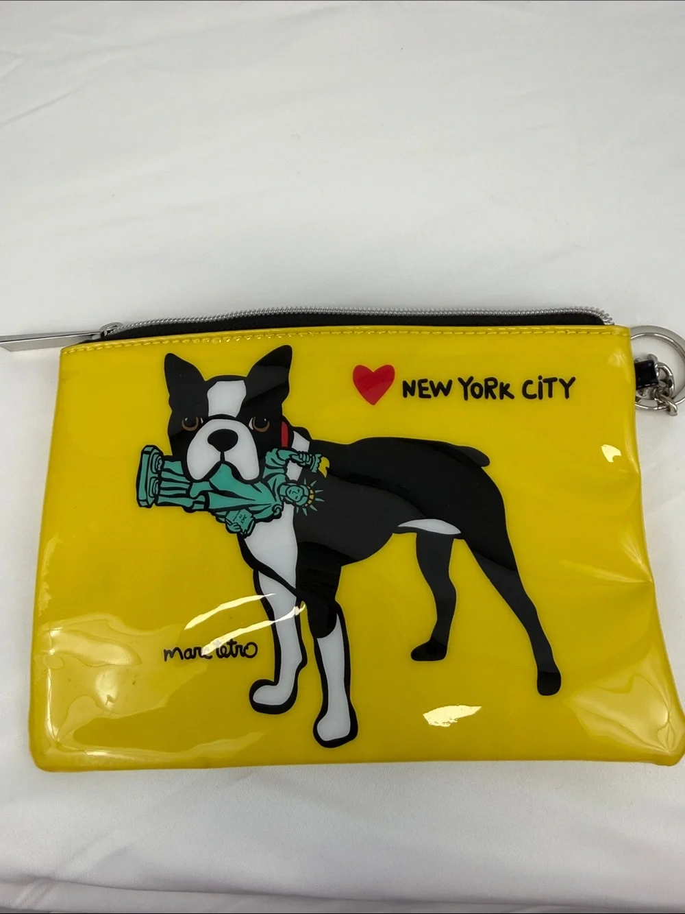 Marc Tetro NYC Boston Terrier Yellow Statue Liberty Zip Pouch